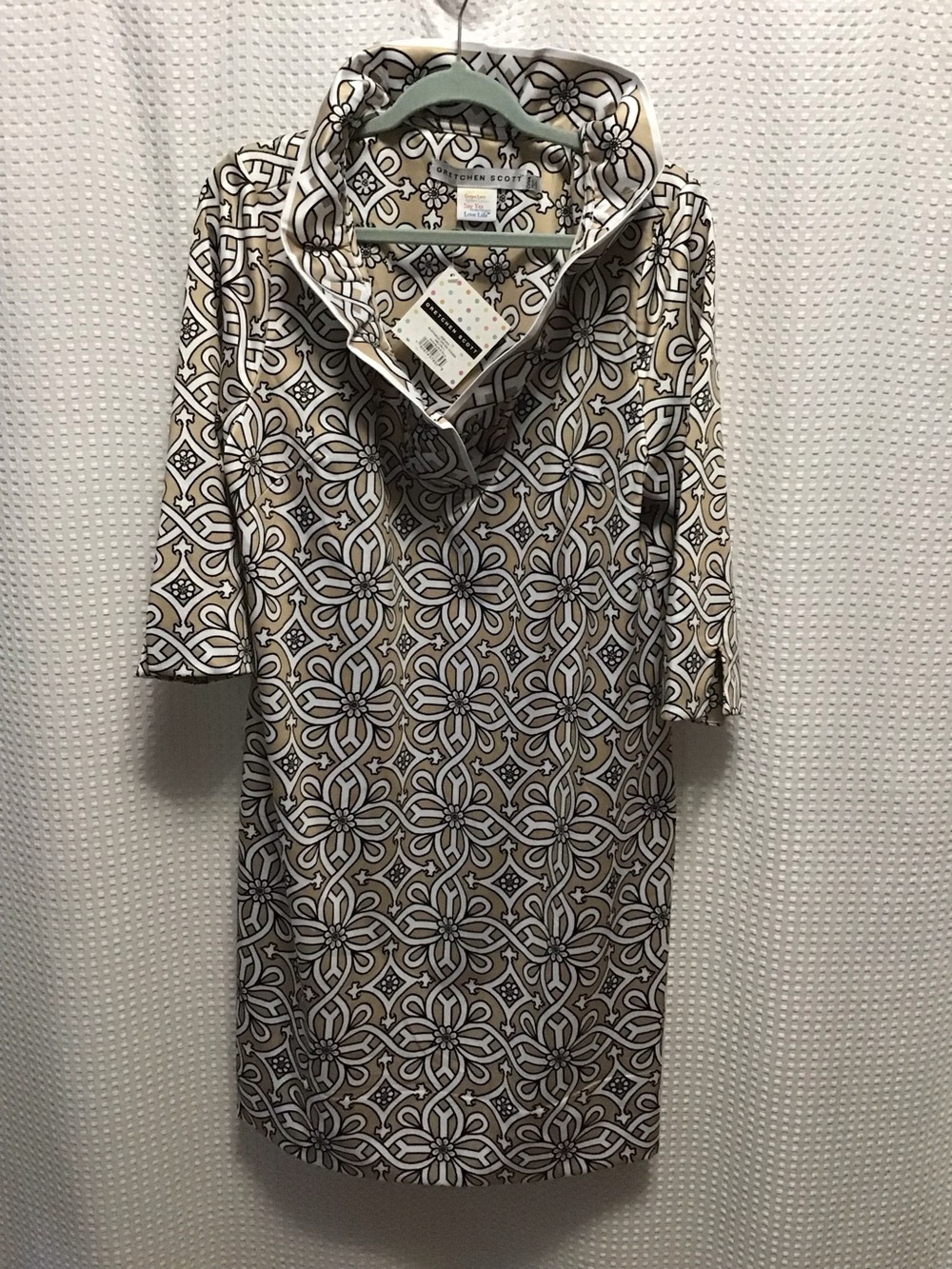 Gretchen Scott Designs Beige Patterned Shift Dress